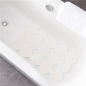 Soft Rubber Bath Mat with Strong Suction Cups White